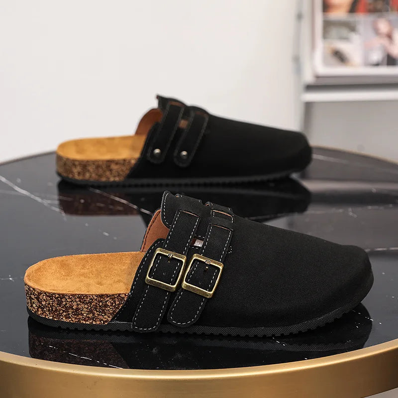 Couple Cork Clogs Slippers Fashion Soft Footbed Suede Beach Slides With Arch Support Girls Outdoor Muller Shoes womens sandals