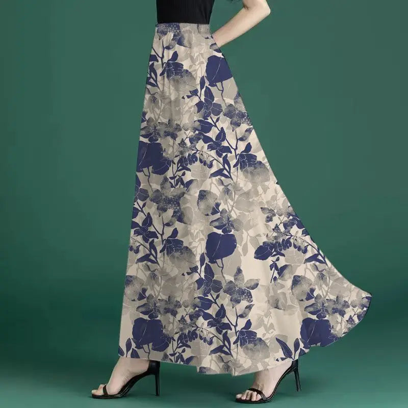 Fashion Elastic Spliced Printed Vintage Chiffon Skirts Women's Clothing 2026 Summer New Loose Office Lady High Waist Skirts Main image