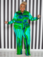 Wmstar Plus Size Two Piece Outfits Women Fall Clothing Tie Dye Top and Pants Leggings Matching Set Wholesale