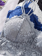 4PCS Women's Lace Non-wire Bra And Panties Set Transparent Low Rise Briefs Ultra-thin Comfort Underwear Female Bralette Lingerie