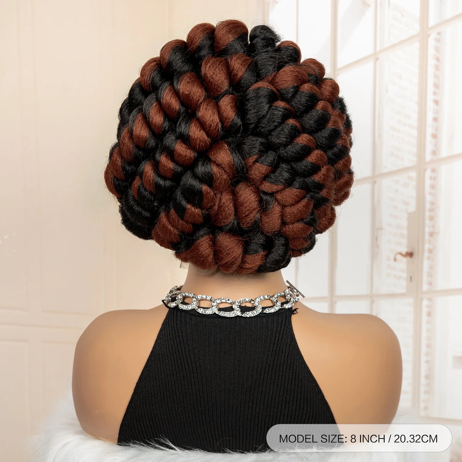New Synthetic Full Lace Handmade Bantu Braided Wigs African Hair Wig for Black Women Short Cute Knotless Box Braiding Wig