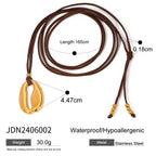 Youthway Trendy Stainless Steel Waterproof Irregular Geometric Metal Wax Rope Necklace Gold Silver For Women Jewelry Gift