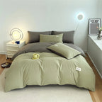 INS style high luxury solid color double-sided style single couple quilt cover soft luxury hotel & apartment & home bedding