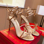 Luxury Crystal Embellished Butterfly Detail Women Sandals Sexy Coiled Strap High heels Gladiator Sandals Summer Party prom Shoes