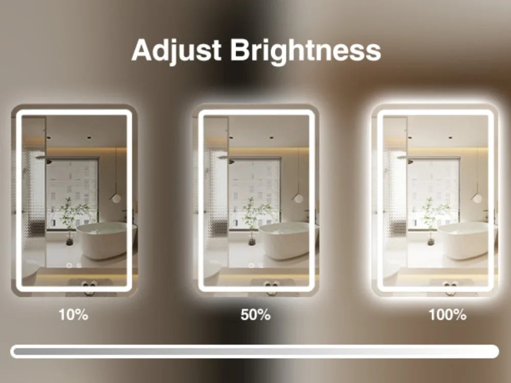 LED Bathroom Mirror Cabinet 3-Tier Storage Detachable Shelves Color Dimmable Defogging Wall Mounted Cabinet Bathroom Furniture