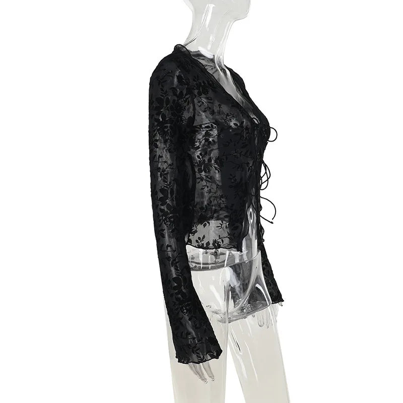 Autumn New Fashionable Chiffon Slim Fit Ruffle Trumpet Sleeve Shirt for Women