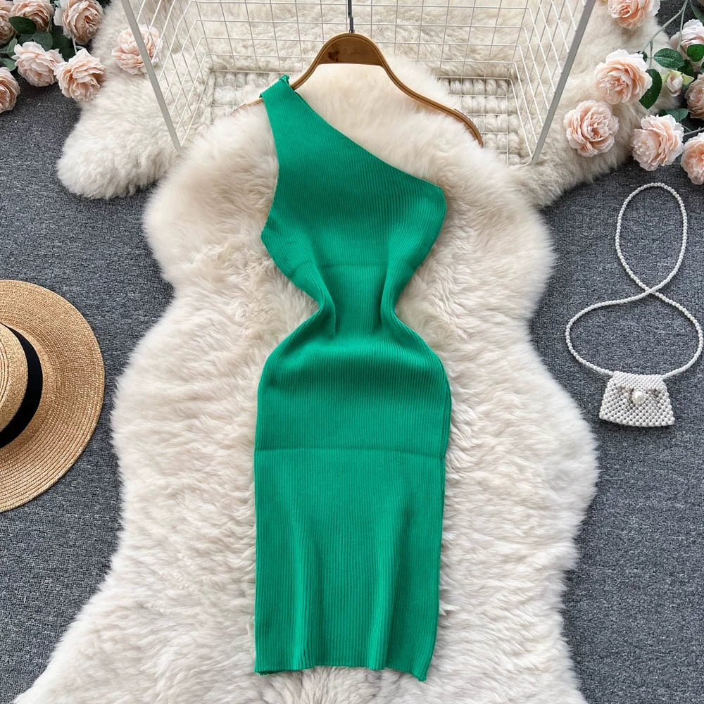 Solid New Chic Fashion Sexy Package Hips Mini Dress Women Summer Slim Elastic Knitted Party Dress Streetwear Lady Outfits