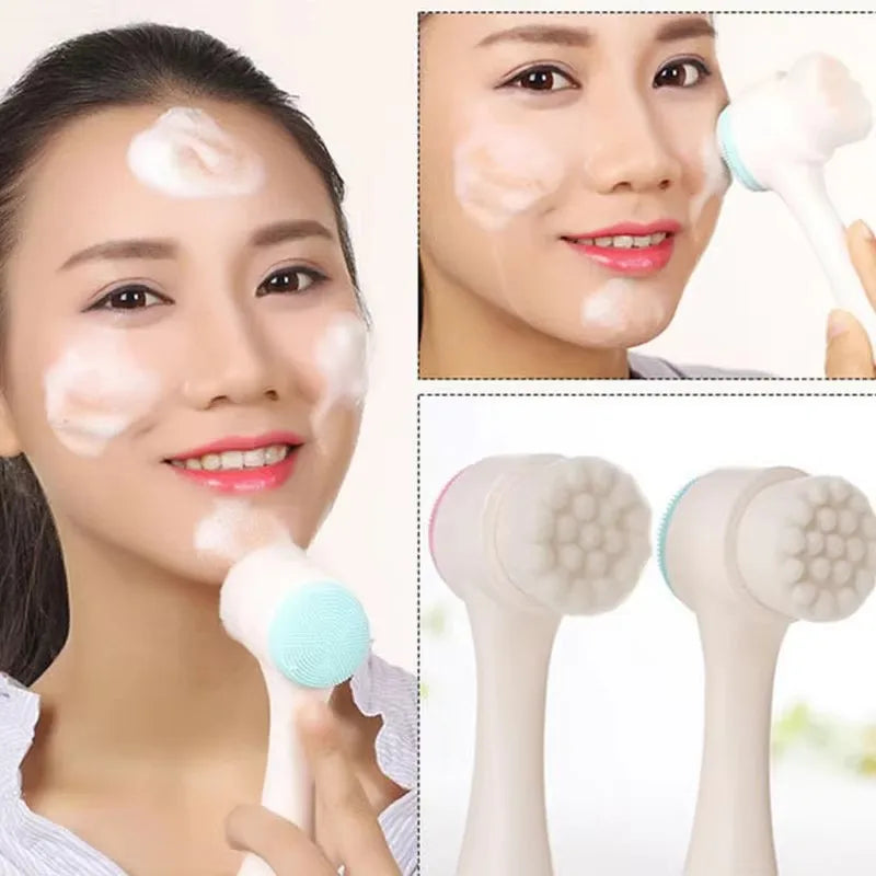 1/2pcs 2-In-1 Facial Silicone Cleansing Brush Facial Soft Silicone Brushes Care Massage Brush Portable Face Deep Cleansing Brush Secondary image