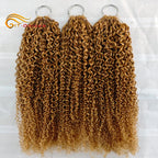 Honey Blonde Feather Crochet Human Hair Extensions Curly Invisible Miracle Knots Pre-Separated Crochet Hair for Women