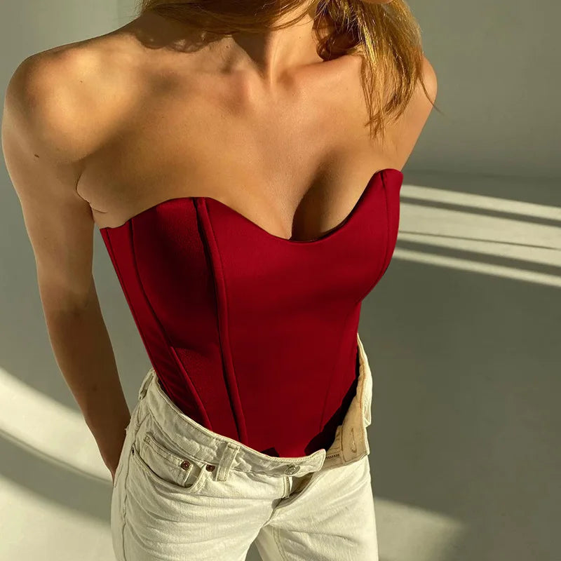 Sexy Women Tube Tops Solid Sleeveless Slim Skinny Corset Cropped Top 2026 Summer Casual Elegant Female Strapless Vest