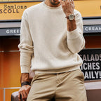 Samlona Men Retro Knitted Sweaters Vintage Jumpers 2025 Autumn Basic Top Pullovers Mens Long Sleeve Fashion Knitting Sweater New