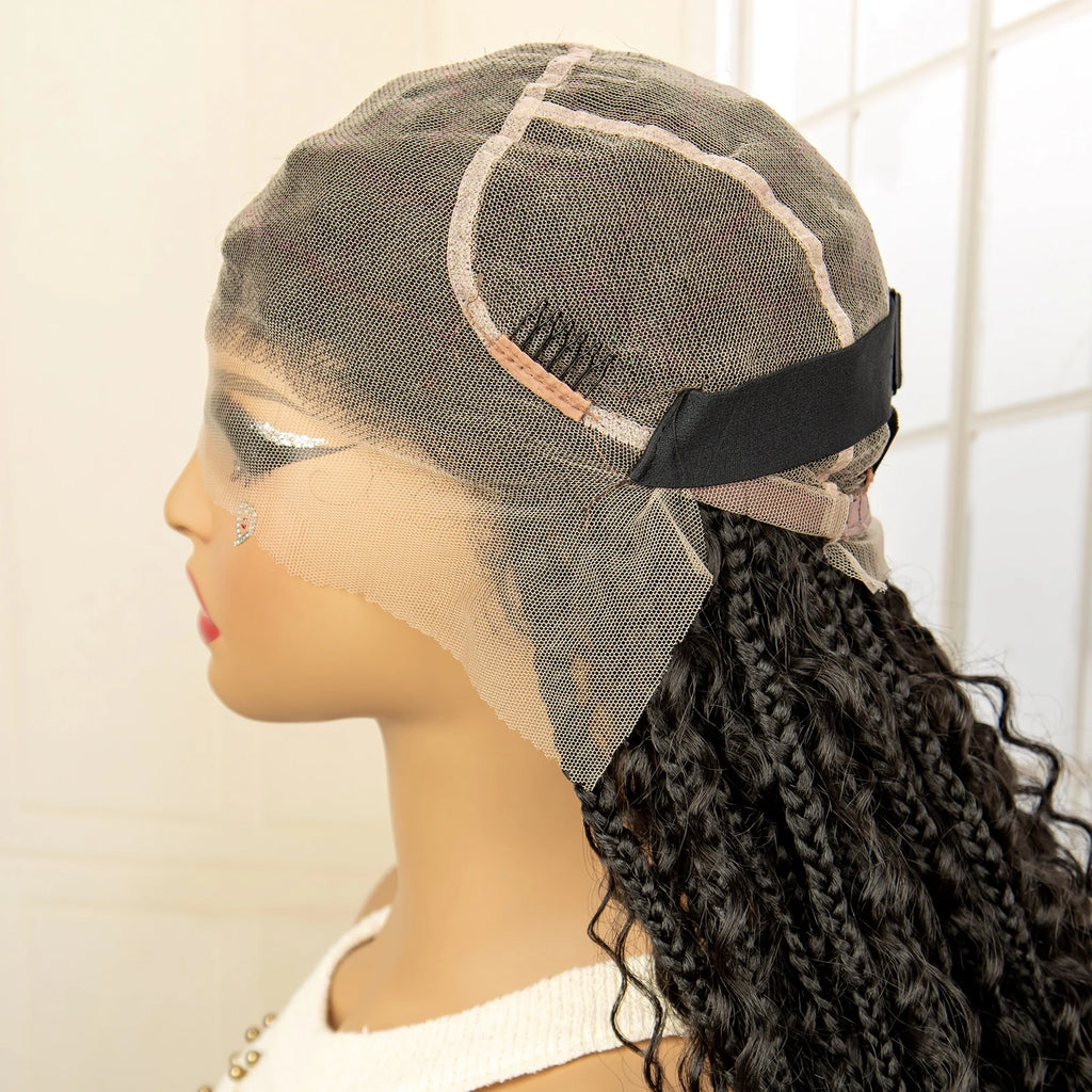 Full Lace Synthetic Box Braided Wigs Boho Braids Wig Black Women 40 Inches Synthetic Wig Afro Bohemian Braiding Hair