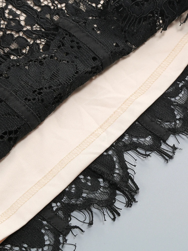 Sexy Spaghetti Strap V Neck Lace Long Dress Women Black Floral Lace Sleeveless Bodycon Dresses Elegant Evening Celebrity Party