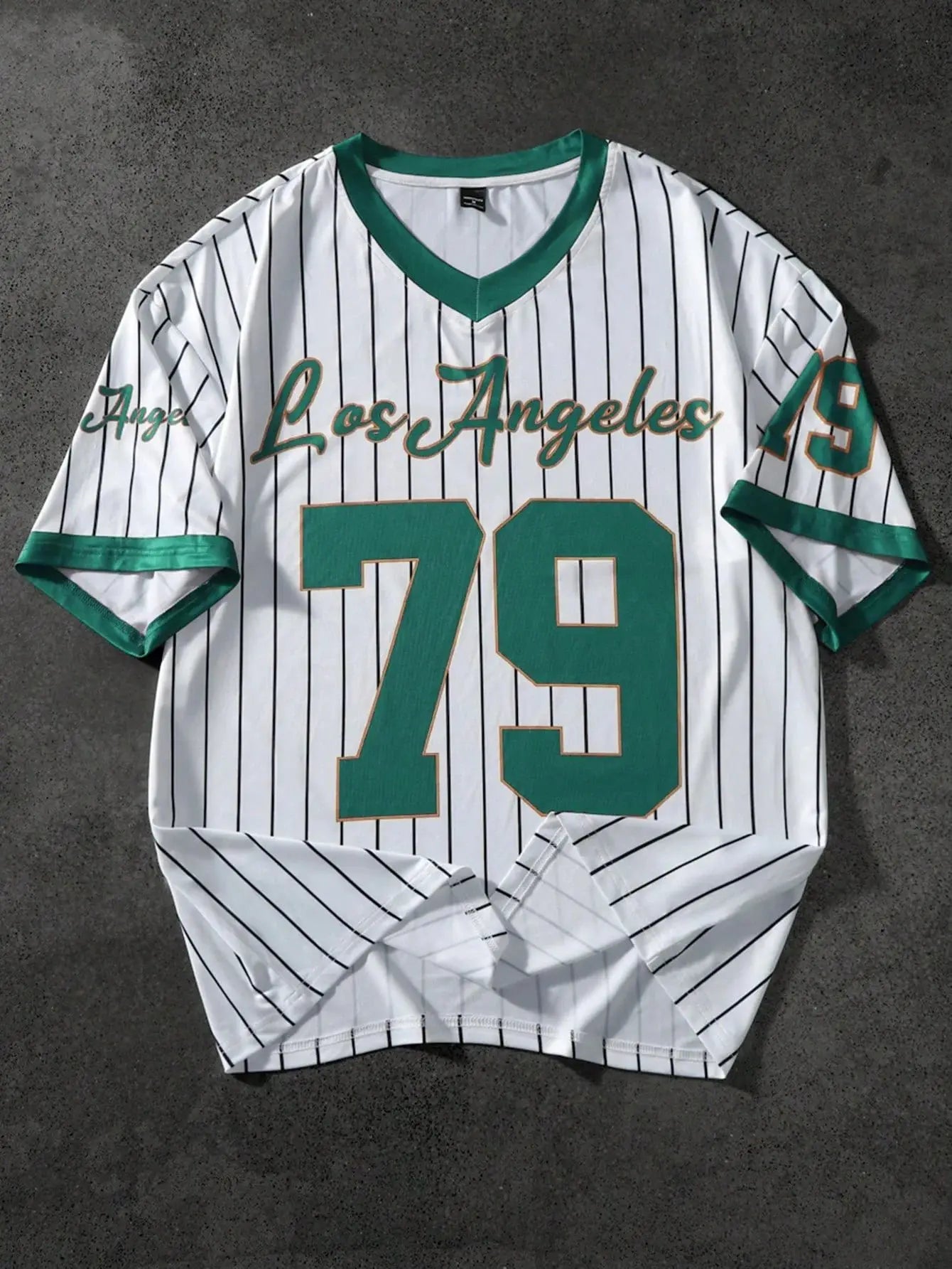 2026 summer new V-neck T-shirt Men's sports printed T-shirt V-neck short-sleeved T-shirt retro baseball chic