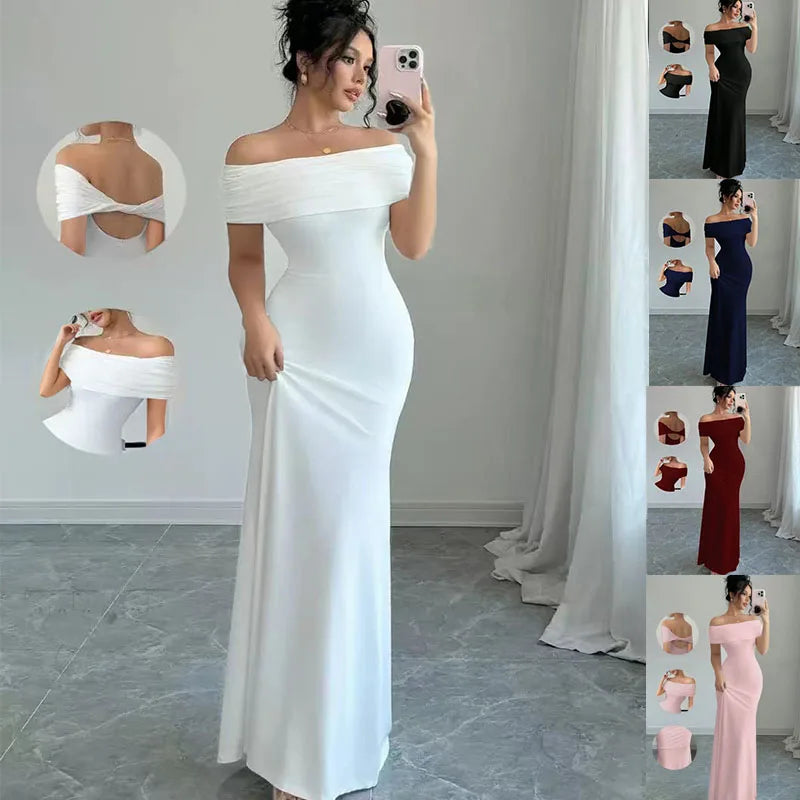 Off Shoulder Party Dress, Women‘s Sleeveless Sexy Bodycon Midi Dress, Elegant Bandage Cocktail Dress for Night Out Main image