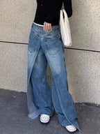 Trashy Y2K Style New Rock Hip Hop Baggy Wide Leg Jeans Pants Women 90S Clothes Vintage Straight Lady Denim Trousers Ropa Mujer