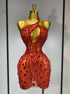 Sexy Sparkly Diamond Backless Short Dress 2026 Women Sleeveless Mesh See Through Evening Birthday Gown Singer Stage Outfit