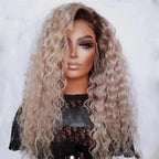 Rose Pink Small Curls Lace Front Wig 13x4 HD Deep Wave Frontal Wig for Women Synthetic Lace Frontal Wig Pre Plucked Daily