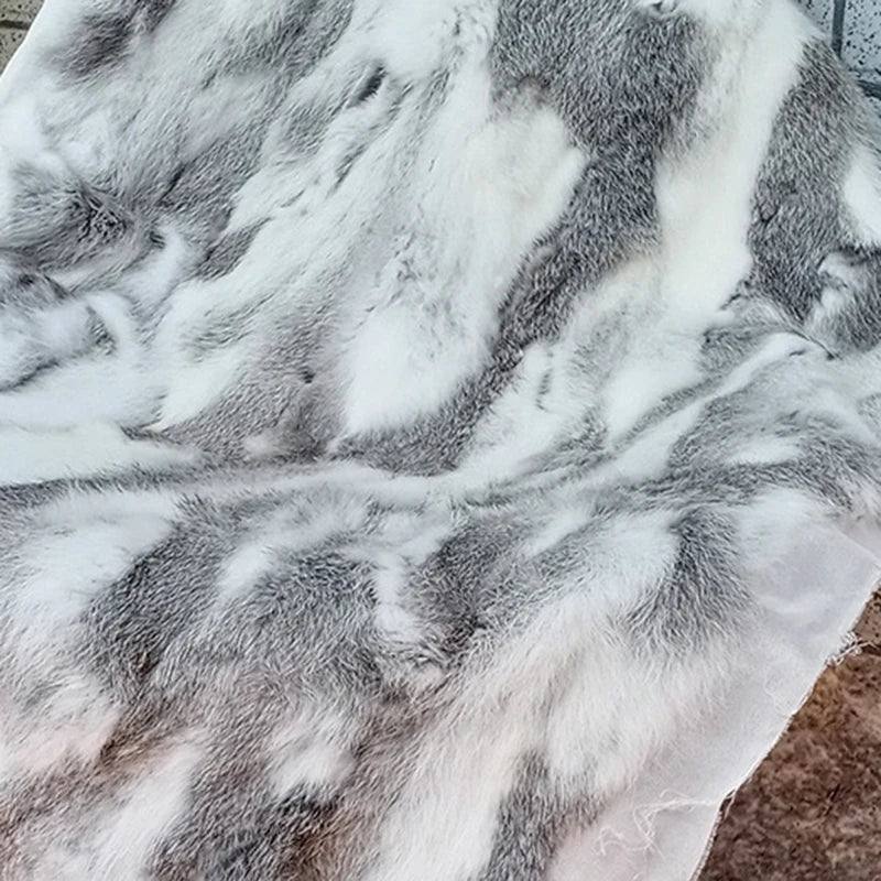 50x100cm Natural Rabbit Fur Patchwork Blankets Winter Bedspread on The Bed Striped Throw Blanket Soft Sofa Cover Christmas Party