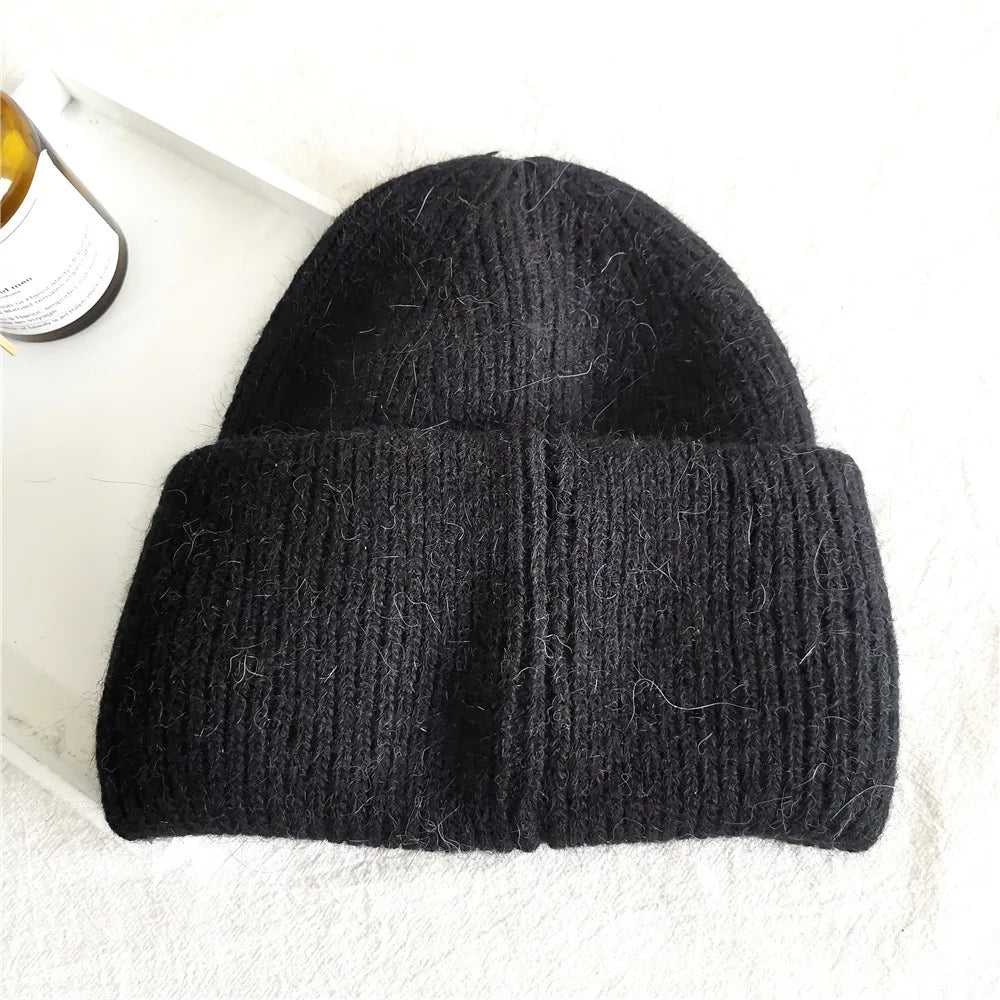 Women Winter Hat Real Rabbit Fur Winter Hats For Women Fashion Warm Beanie Hats Women Solid Adult Cover Head Cap