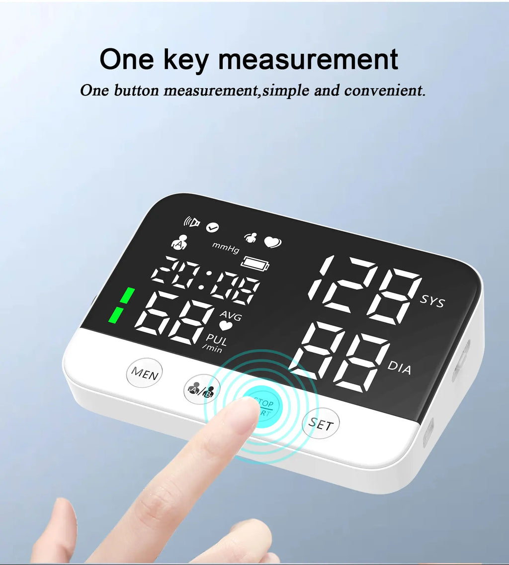 Blood Pressure Monitor Arm Cuff Tensiometer Tonometer Digital Voice Sphygmomanometer Electronic Medical BP Monitors Rechargeable
