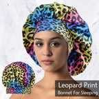 Luxurious Women's Satin Sleep Bonnet All-Over Leopard Print Nightcap for Hair Care And Fashion Style