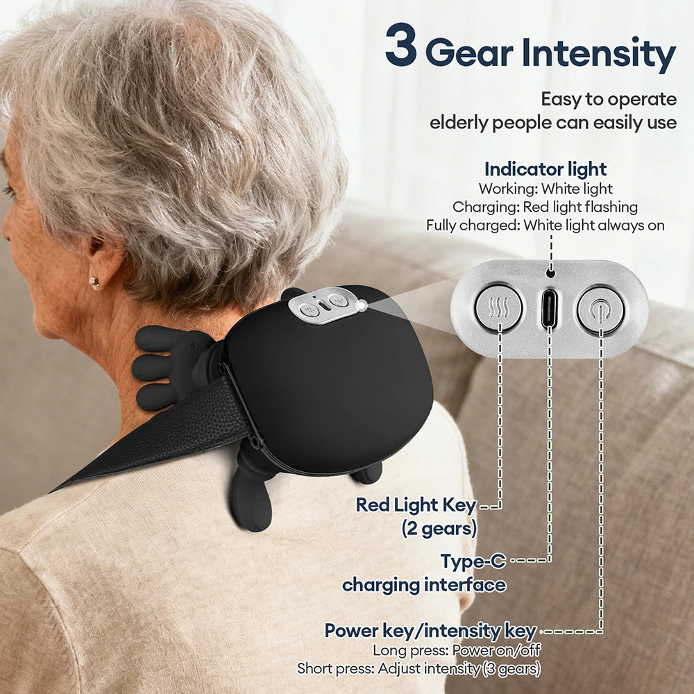 Bionic Finger Neck And Shoulder Massager Cervical Trapezius 4D Kneading Body Back Hand Massage Shawl Brushless Motor