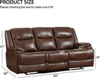 EBELLO Genuine Leather Manual 3 Seat Soft and Comfortable Reclining Sofa for Living Room, Bedroom Furniture