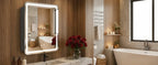 LED Bathroom Mirror Cabinet 3-Tier Storage Detachable Shelves Color Dimmable Defogging Wall Mounted Cabinet Bathroom Furniture