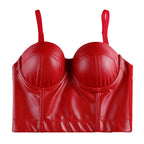 Wechery Women Leather Corset Top Crop Bustier Gothic Bra Push Up Bodice Sexy Lingerie Corselet Party Short Camis Plus Size 6XL
