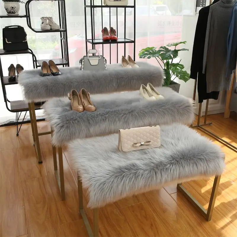 Korean Style Long Hair Cushion Window Decoration Plush Bag Clothing Plush Decorating Shelf Display Cabinet Makeup Table Mats Secondary image