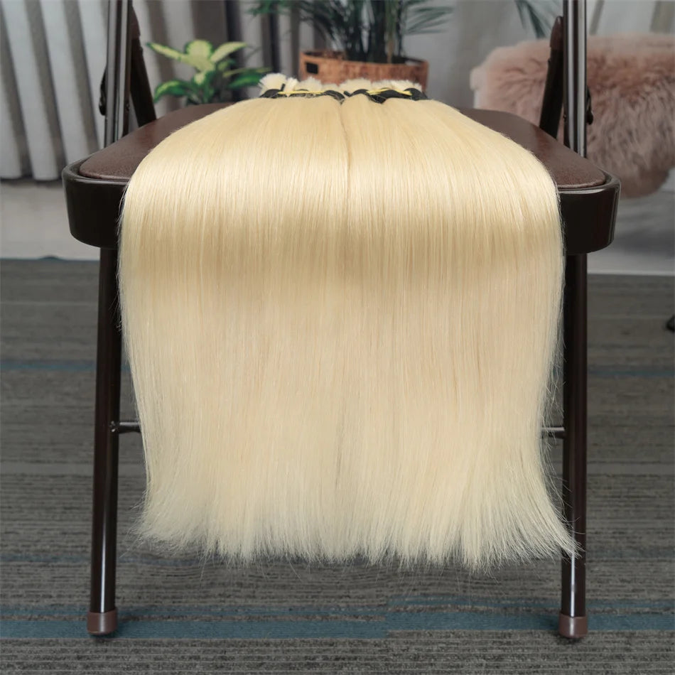 Ombre Straight Bulk Braiding Hair 100% Brazilian Virgin Remy Human Hair Extensions 613 Blonde Color Natural Hair Piece Secondary image