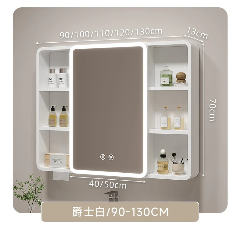 ‌Smart Corner Round Space Aluminum Mirror Cabinet, Wall Mounted Bathroom Storage with Shelves,Medicine Cabinet  Vanity Organizer