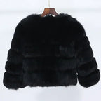 Real Fox Fur Coat Winter Jacket Women O-neck Thick Fashion 2025 & 2026 Natural Fox Fur Raccoon Outerwear Warm Luxury Female Plus Size