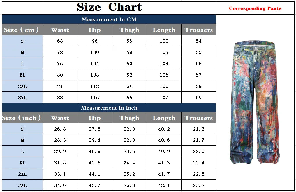 2025 Ropa Y2K Streetwear Graffiti Painting Baggy Jeans Pants For Men Designer Clothes Colorblock Kanye Wide Leg Denim Trousers
