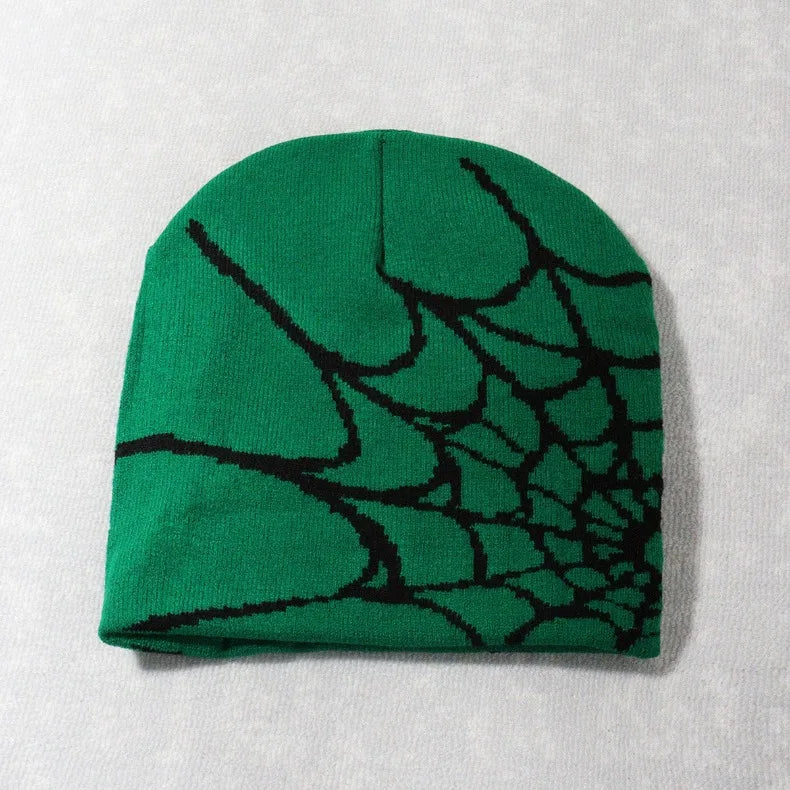 Knitting Spider Web Design Hat Skullies Beanies for Men Women Pullover Pile Cap Y2k Goth Warm Beanie Hats New Hip-hop Street Cap