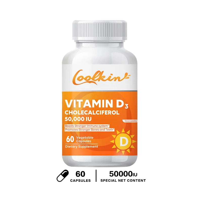 High Potency Vitamin D3 50000 IU - Helps Muscle Nerve Health Support Bone Density Teeth and Skin Heart Health