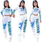 High Quality 2 Piece Outfit for Women Set  Casual Sweat Suit Crop Sweatpant Joggers Tracksuit Fall Clothes Wholesale Dropshpping