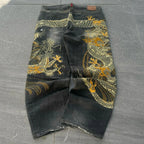 American Japanese Retro Selvedge Jeans Man Y2K High-end Brand Natural Indigo Dip Dyeing Harajuku Mopping Pants