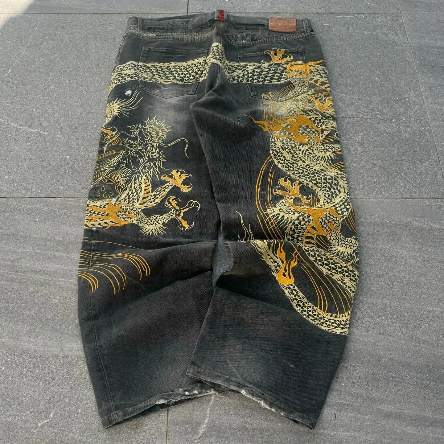 American Japanese Retro Selvedge Jeans Man Y2K High-end Brand Natural Indigo Dip Dyeing Harajuku Mopping Pants
