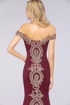 Women Evening Dresses Evening Prom Formal Gowns Wedding Party Long Dress Lace Applique Off Shoulder Dresses Gala