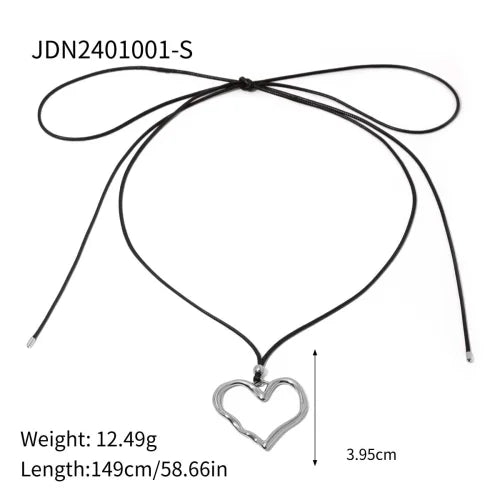 Youthway Trendy Stainless Steel Waterproof Irregular Geometric Metal Wax Rope Necklace Gold Silver For Women Jewelry Gift