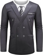 3D Print Realistic Suit Tuxedo Pattern T Shirts Men Long Sleeve Casual Fashion T-shirt Sweatshirt Breathable Streetwear Tshirt