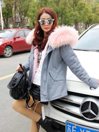 MAOMAOKONG 2025 & 2026 Real Fur Coat New Fashion Fox Fur Collar Winter Women's clothing Removable Lining Thickened Jacket Short Parka