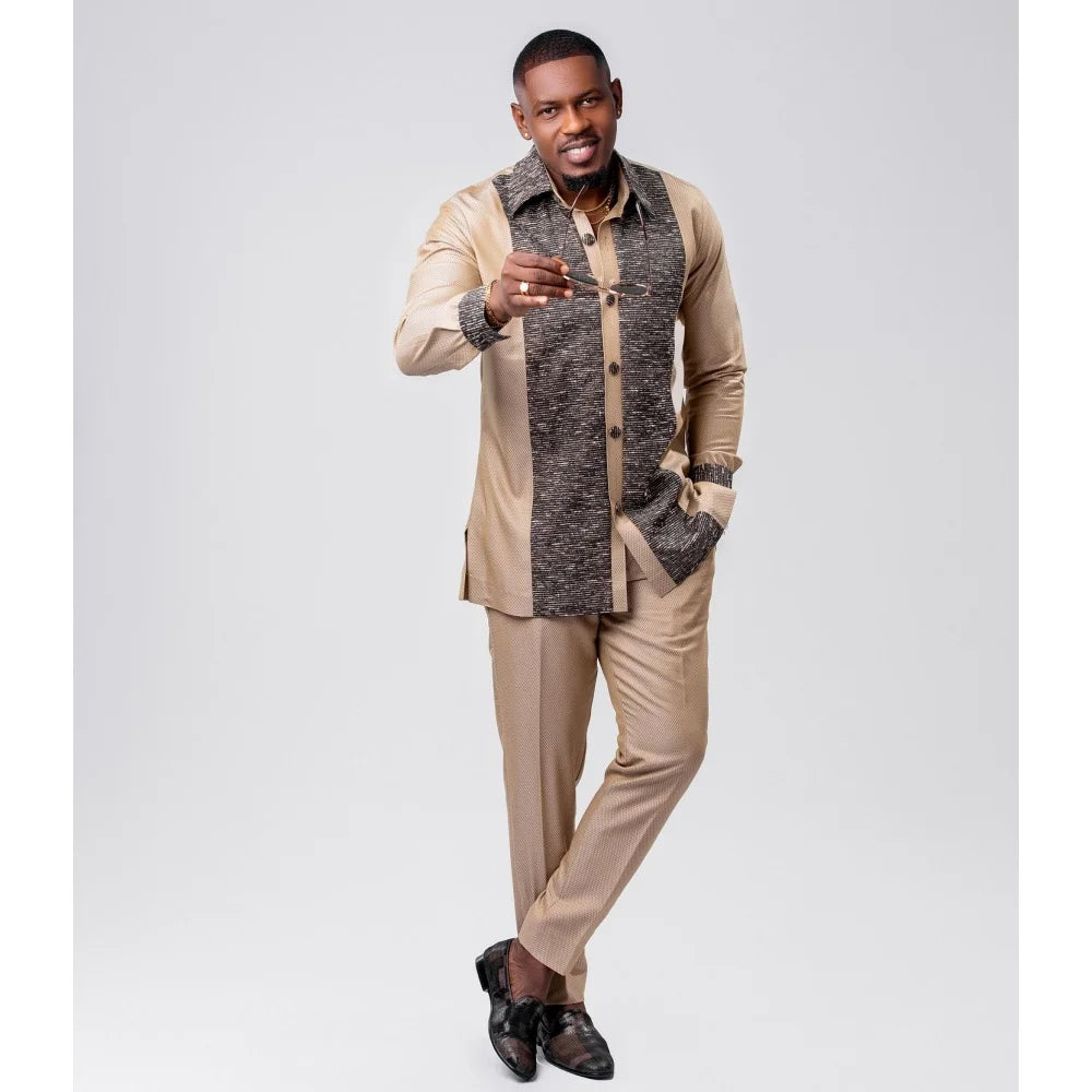 2026 new traditional men's suit luxury gentleman's shirt suit casual travel banquet men's two-piece set fashionable men's suit