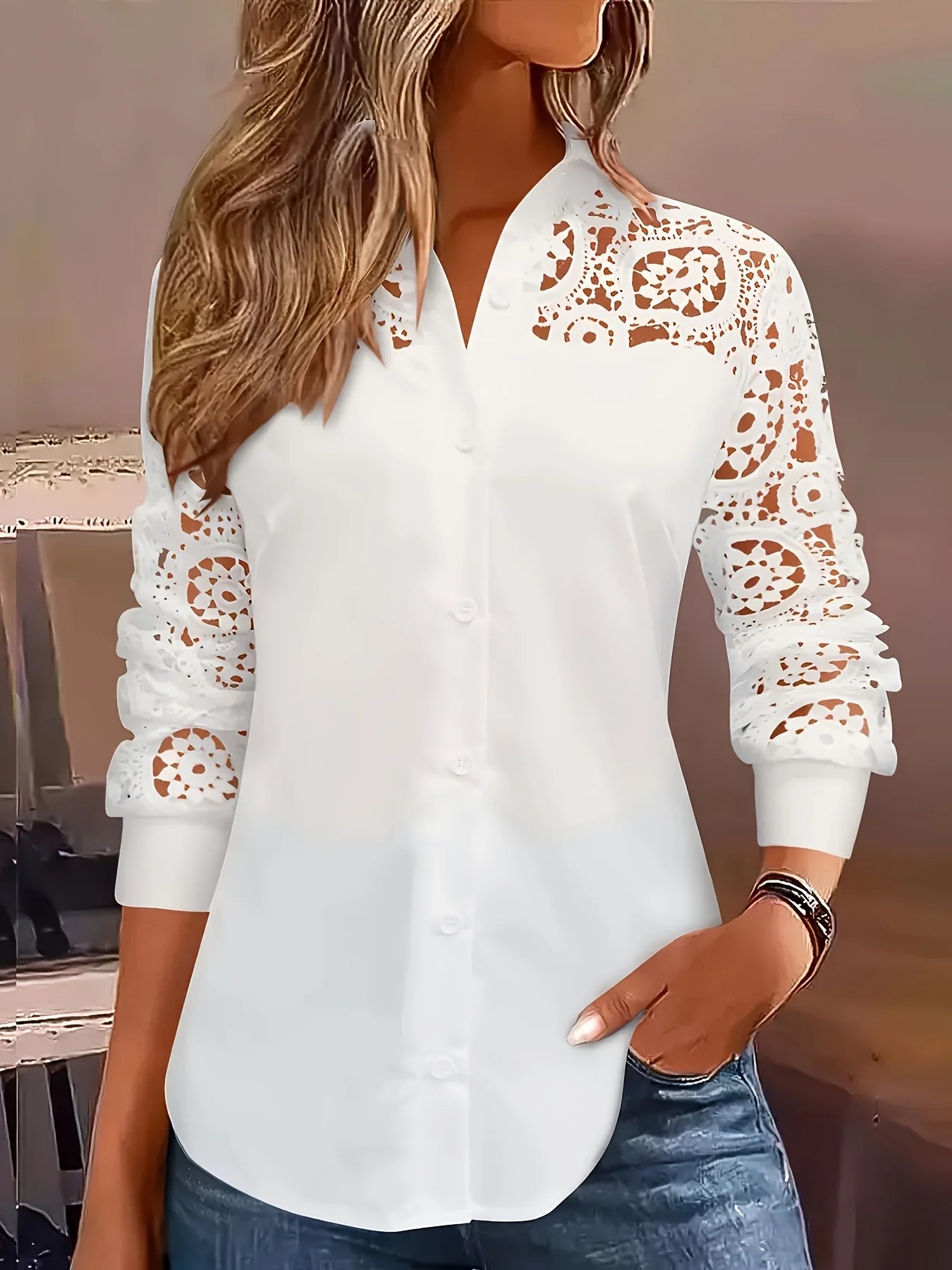 Temperament Loose Woman Shirt Fashion Casual Blouse Elegant long Sleeve Woman Shirt Holiday Weekend Top Main image