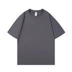 Heavyweight Impermeable 300g Carbon Matte Pure Cotton Thick Short Sleeved T-shirt Men and Women Pure White Simple Base Shirt