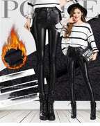 High Waist Faux Leather Leggings – Warm Winter Pants