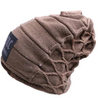 New Unisex Warm Winter Hat Fashion NC Letter Label Knitted Hats For Men & Women Add Fur Lined Thick Ski Beanie Cap