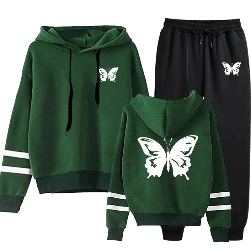 Women Tracksuit Casual Daily Hoodies Quality Single Piece Stripe Sweatshirt and Sweatpants Comfort Outdoor Jogging Autumn Winter
